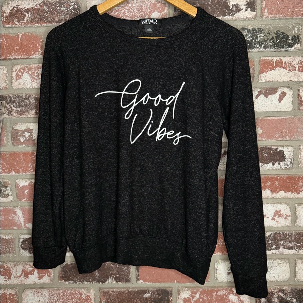 Buffalo David Bitton Black Heather 'Good Vibes' Women's Stretchy Slouchy Sweater